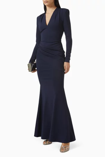 Gathered V-neck Dress