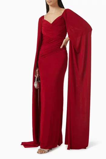 Ruched Cape Gown