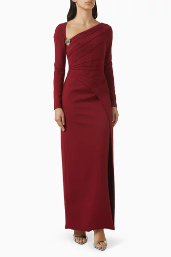 Asymmetric-neck Dress