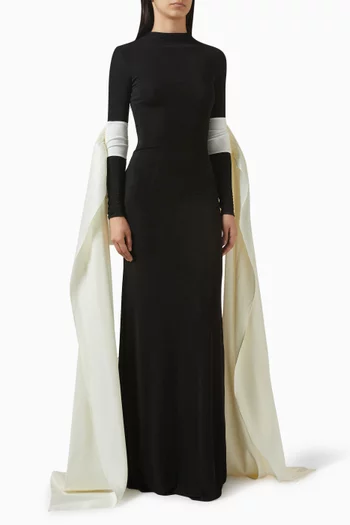 High-neck Shawl Dress