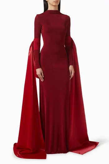 High-neck Shawl Dress