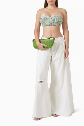 بلوزة كاندي قصيرة بنقشة مخططة