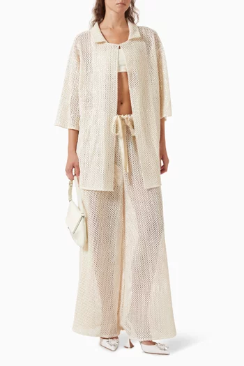 Embroidered Crochet Shirt