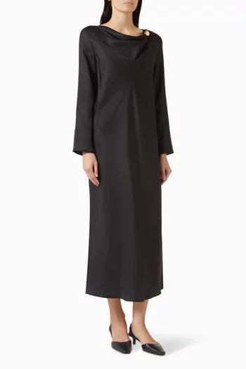 فستان زويا بدرابيه حرير تويل