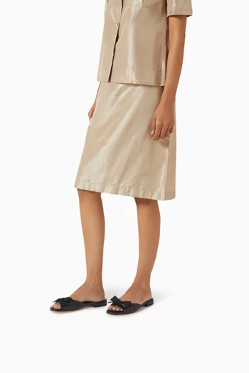 Ribbon Slide Sandals in Leather