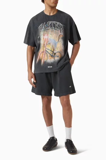 تي شيرت بقصة فضفاضة وطبعة قطن جيرسيه