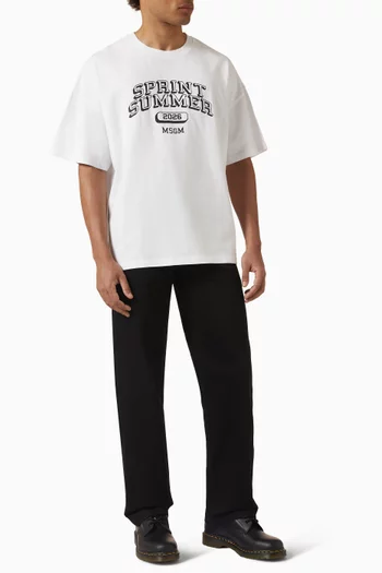 تي شيرت مزين بطبعة قطن جيرسيه