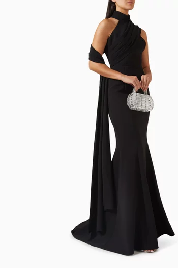 فستان طويل بوشاح طويل