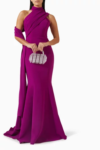 فستان طويل بوشاح طويل