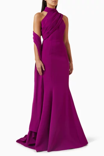 فستان طويل بوشاح طويل