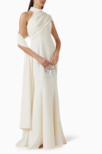 فستان طويل بوشاح طويل