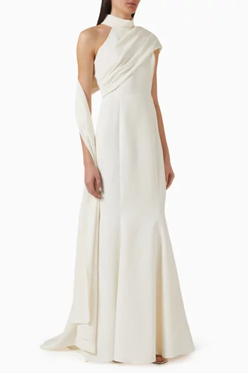 فستان طويل بوشاح طويل