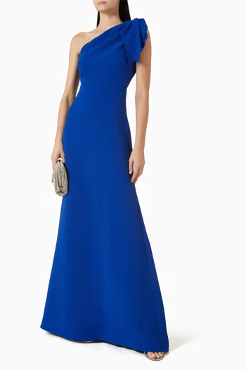 Bow One-shoulder Maxi Dress