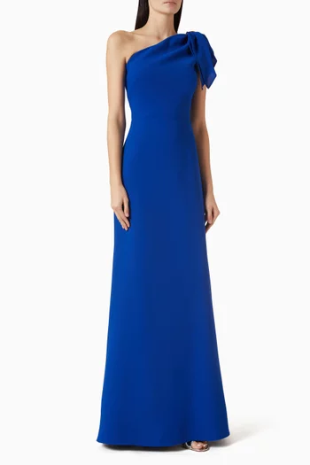 Bow One-shoulder Maxi Dress