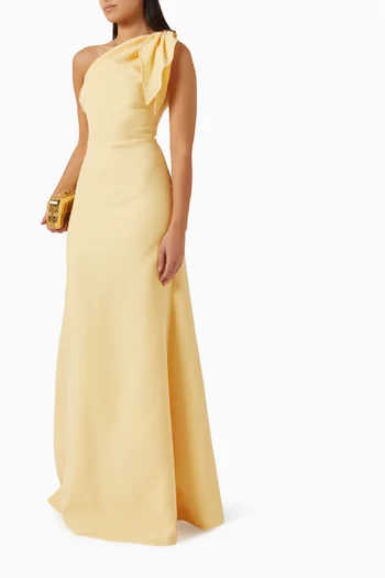 Bow One-shoulder Maxi Dress