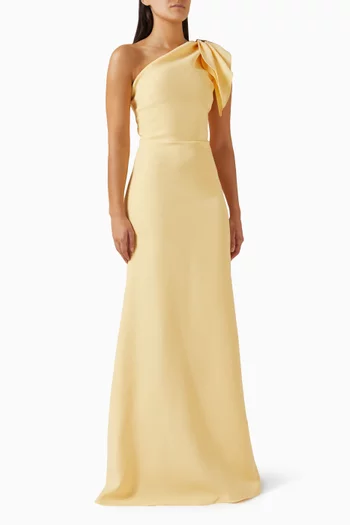 Bow One-shoulder Maxi Dress