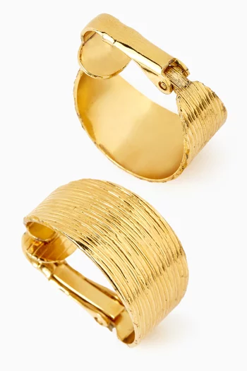 أقراط بتصميم نصف دائري فينتج من الثمانينيات معدن مطلي بلون ذهبي