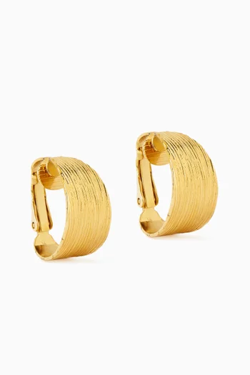 أقراط بتصميم نصف دائري فينتج من الثمانينيات معدن مطلي بلون ذهبي