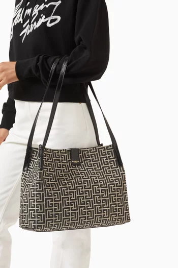 Small Release Tote Bag in Jacquard & Calfskin
