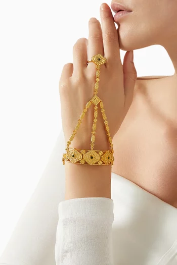 سوار كينزا بسلسلة يد نحاس مطلي ذهب عيار 18