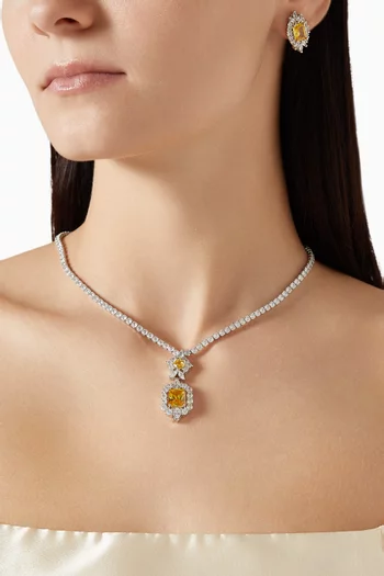 طقم قلادة وأقراط أماريس نحاس مطلي روديوم