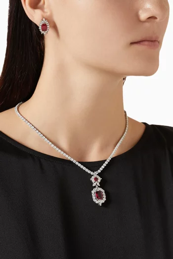 طقم قلادة وأقراط أماريس نحاس مطلي روديوم