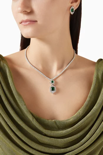 طقم قلادة وأقراط أماريس نحاس مطلي روديوم