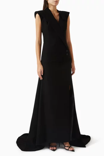 Sleeveless Maxi Dress in Crepe