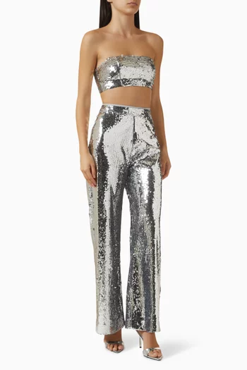 Sequin-embellished Bralette & Pants Set