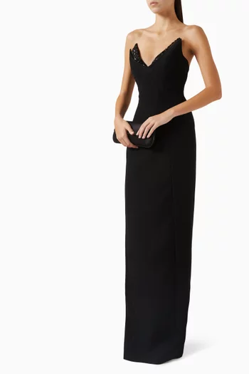 Crystal-embellished Maxi Dress in Crepe