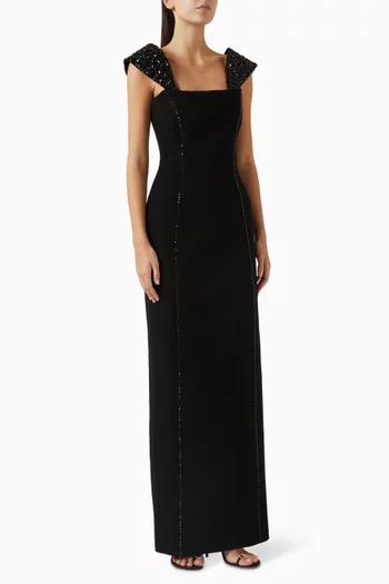 Crystal-embellished Maxi Dress in Crepe