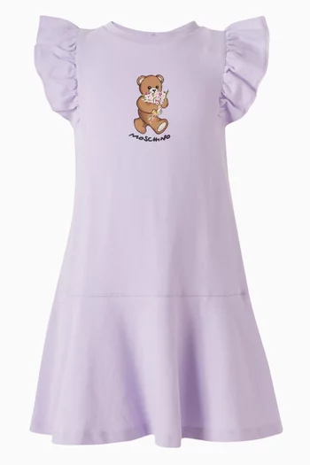 فستان بنمط تي شيرت بطبعة دب جيرسيه