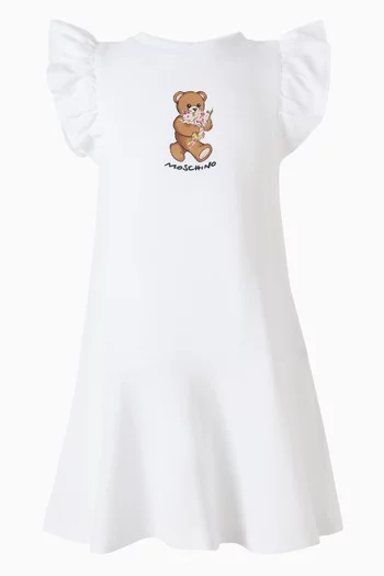 فستان بنمط تي شيرت بطبعة دب جيرسيه