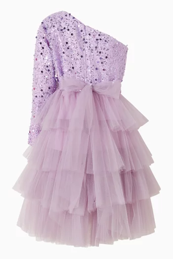 فستان بكشكش وكتف مكشوف 