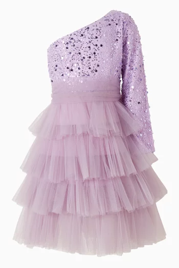 فستان بكشكش وكتف مكشوف 