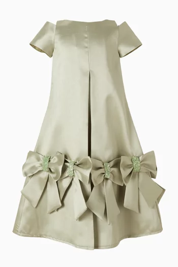 فستان متوسط الطول بعقدة بارزة ستان