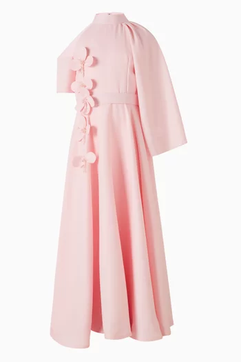 فستان طويل بحافة واسعة وحزام