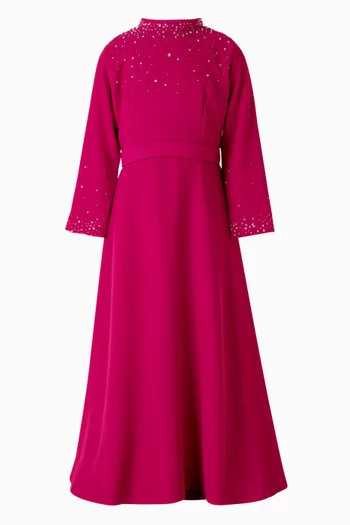 فستان طوبل تصميم مرصع على شكل كاب