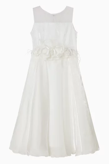 فستان سهرة طويل بزهور بارزة