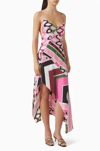 Vivara-print Dress in Silk Satin