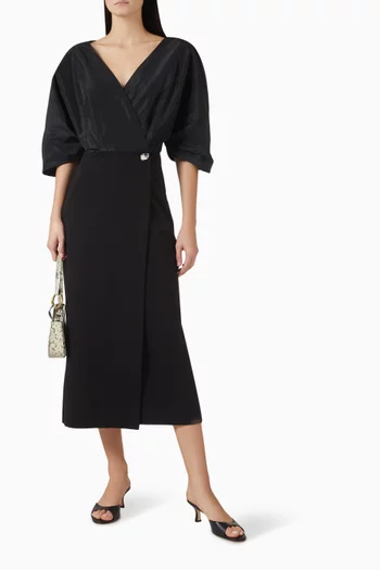 فستان أوريون متوسط الطول قماش تفتا ونسيج