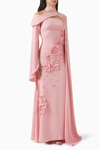 فستان مزين بزهور بارزة كريب