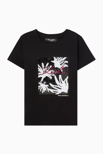 Sequins Logo T-shirt in Cotton