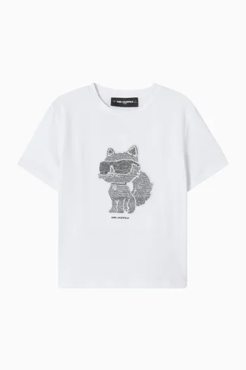 Sequins Logo T-shirt in Cotton