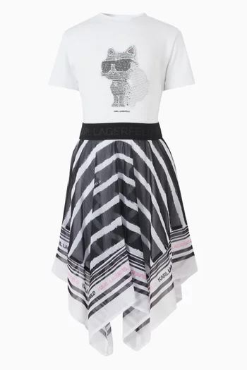 Striped Asymmetric Skirt