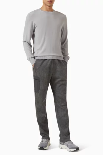 سترة لاسكا بفتحة رقبة مستديرة قماش منسوج