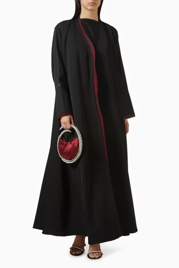 3-piece Lace-trim Abaya Set