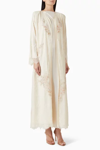 3-piece Lace-trim Abaya Set