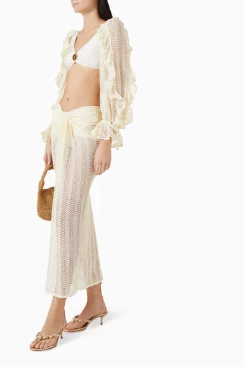 تنورة ويف طويلة قماش شبكي