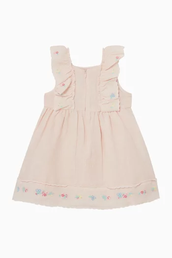 فستان بحمالات وتطريزات